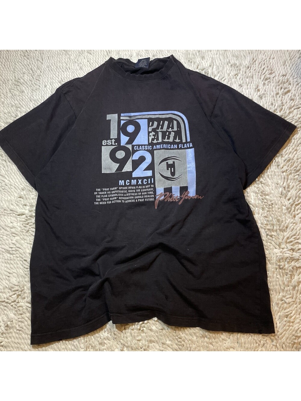 Vintage 90s Y2K Phat Farm T-Shirt Spell Out Hip Hop Grunge Skater Size XL *READ*